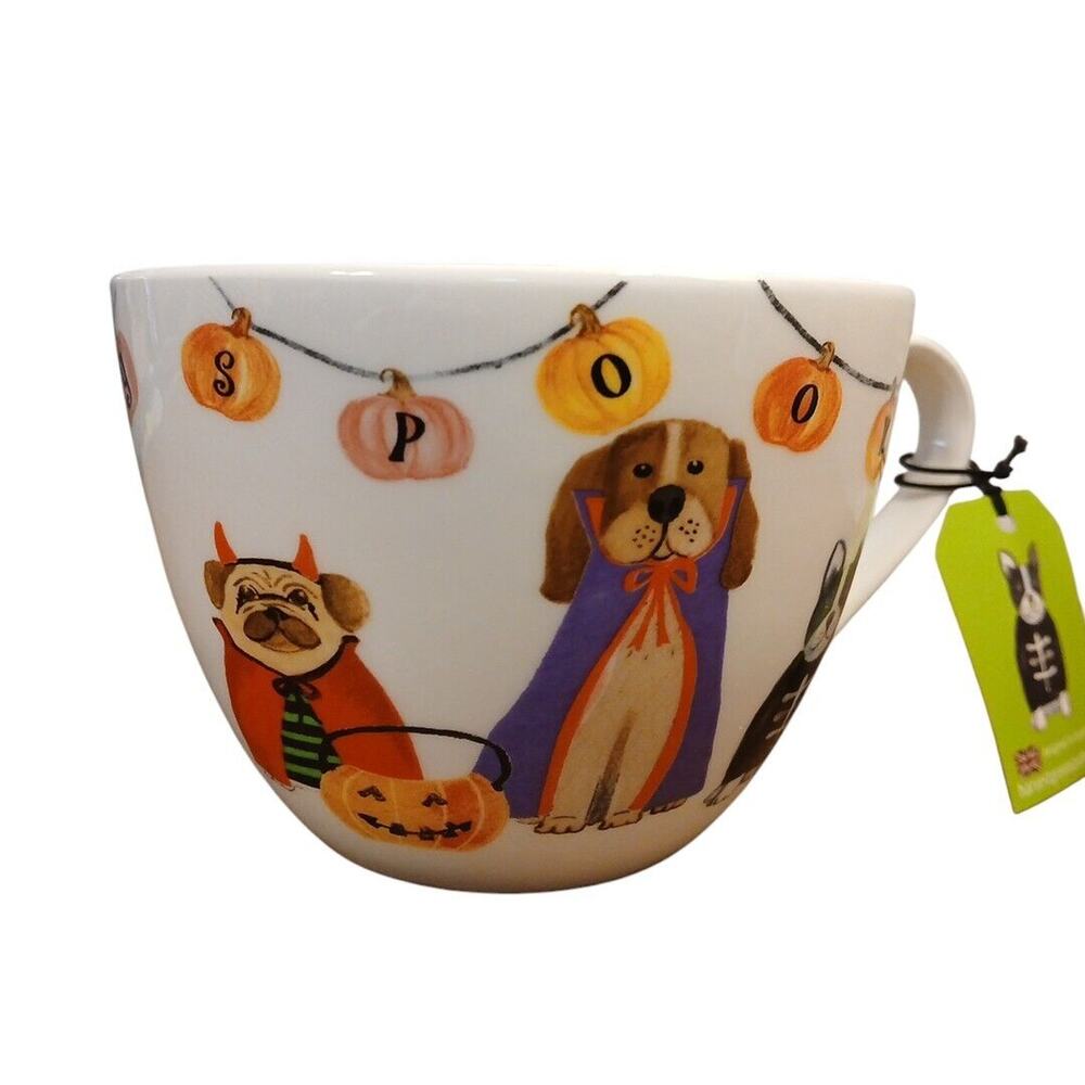 Trick‎ or Treat Dog's In Costume Halloween Coffee Mug 16oz Harvest Green Studio